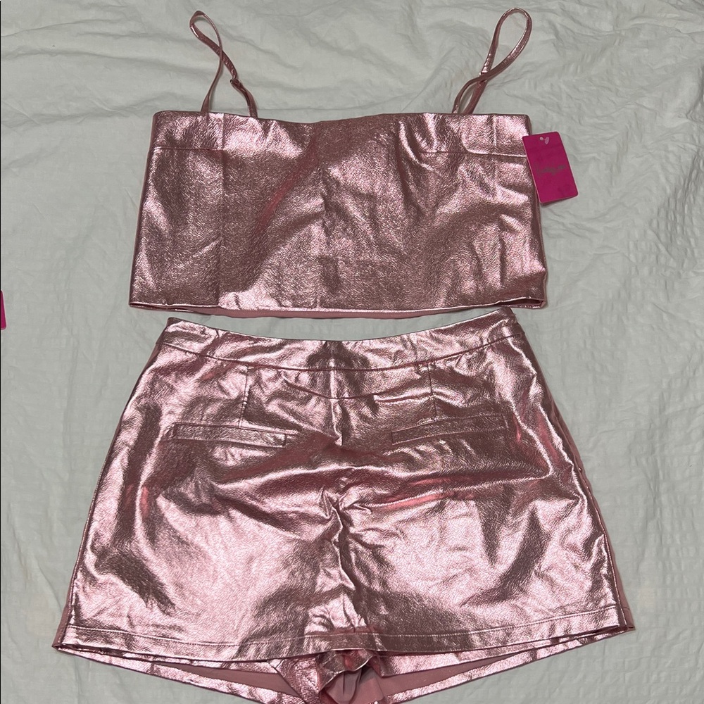 Buddy Love Pink Metallic Matching Tank top / Skort Set